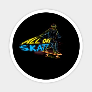 Skateboard Art Design quotes skate board time Magnet